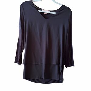 Michael Kors Black Layered V-Neck Tunic Top